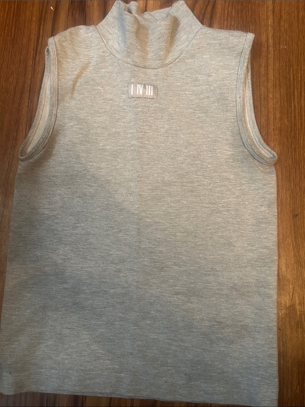 Mock Neck Sleeveless Tank Top in Gray by